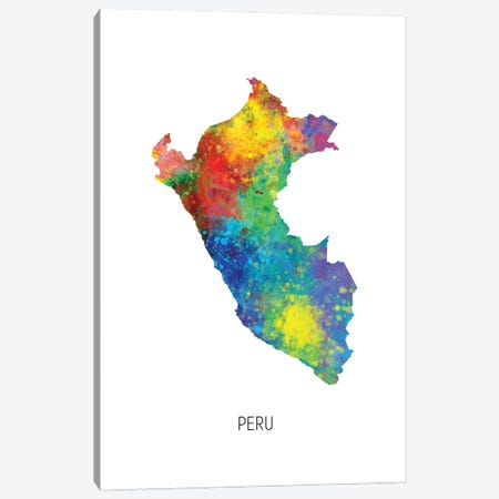Peru Map Canvas Print #MTO3193} by Michael Tompsett Canvas Art Print