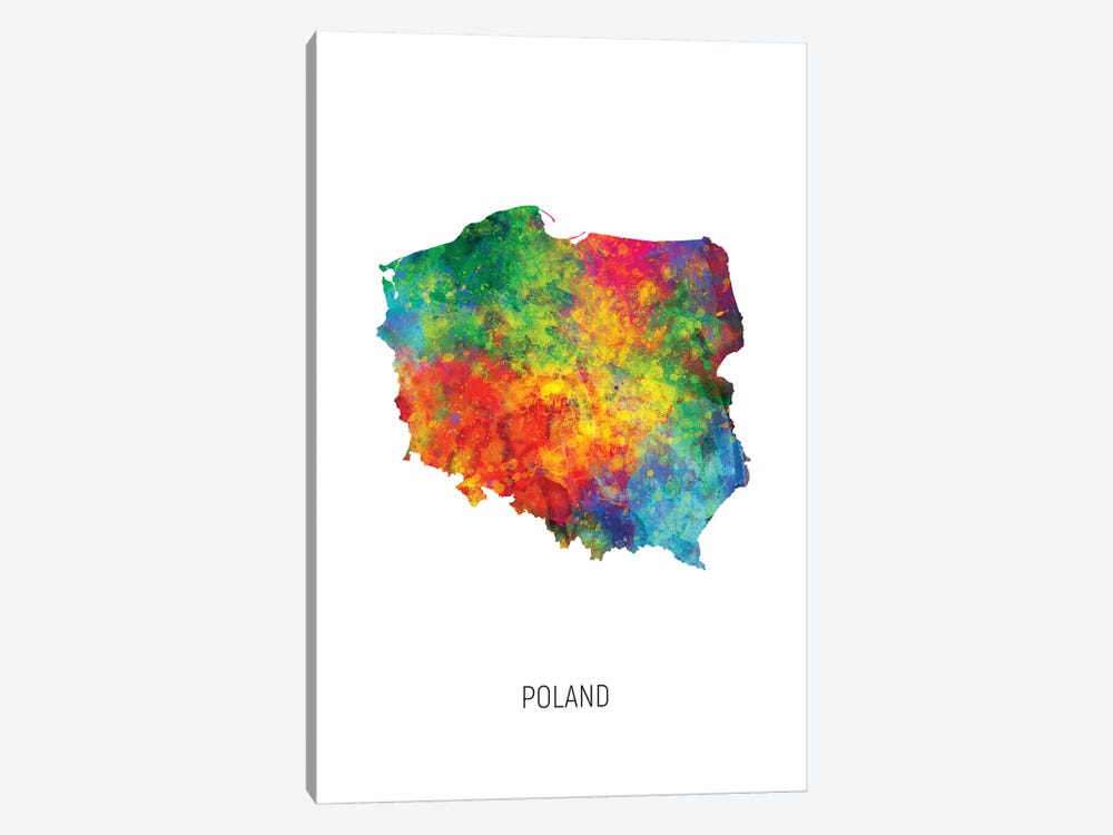 Poland Map by Michael Tompsett 1-piece Canvas Art Print