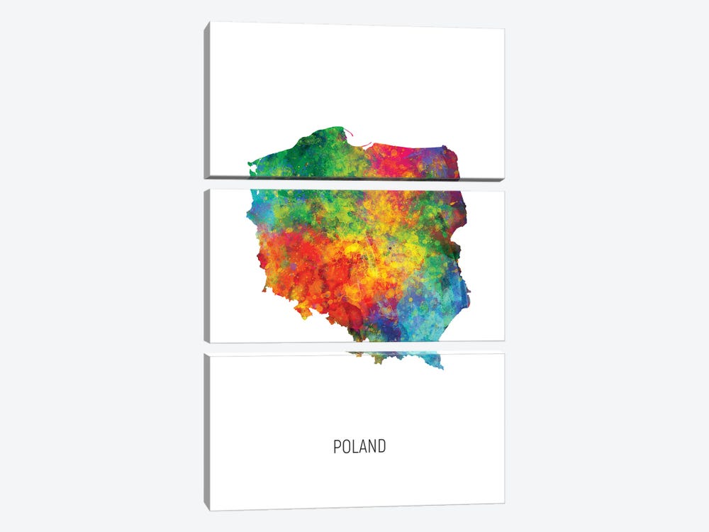 Poland Map by Michael Tompsett 3-piece Art Print