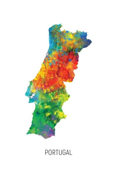 Portugal Map by Michael Tompsett canvas print