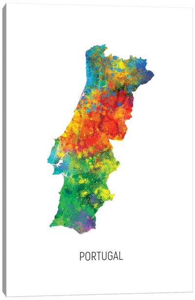Portugal Map Canvas Art Print - Portugal Art