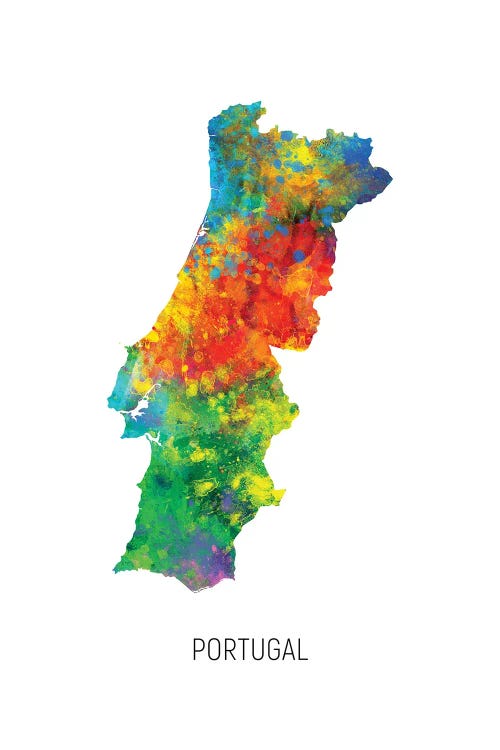 Portugal Map by Michael Tompsett wall art