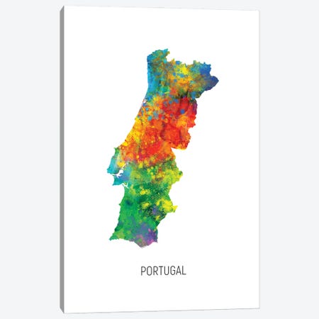 Portugal Map Canvas Print #MTO3195} by Michael Tompsett Canvas Art