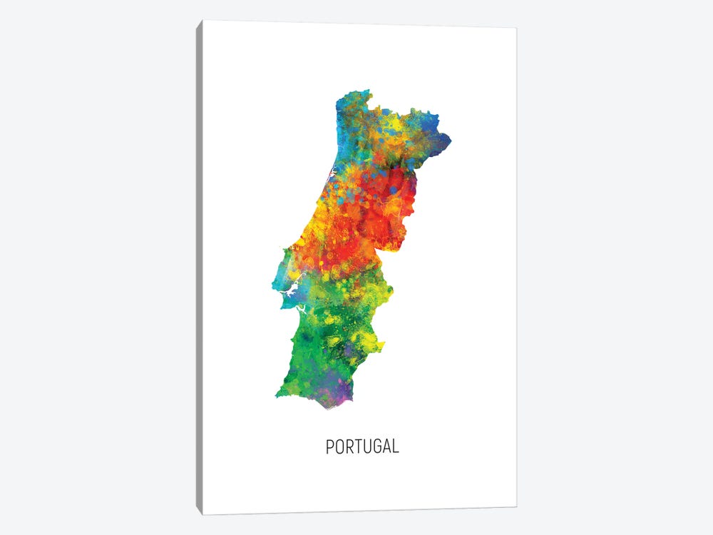 Portugal Map by Michael Tompsett 1-piece Canvas Wall Art