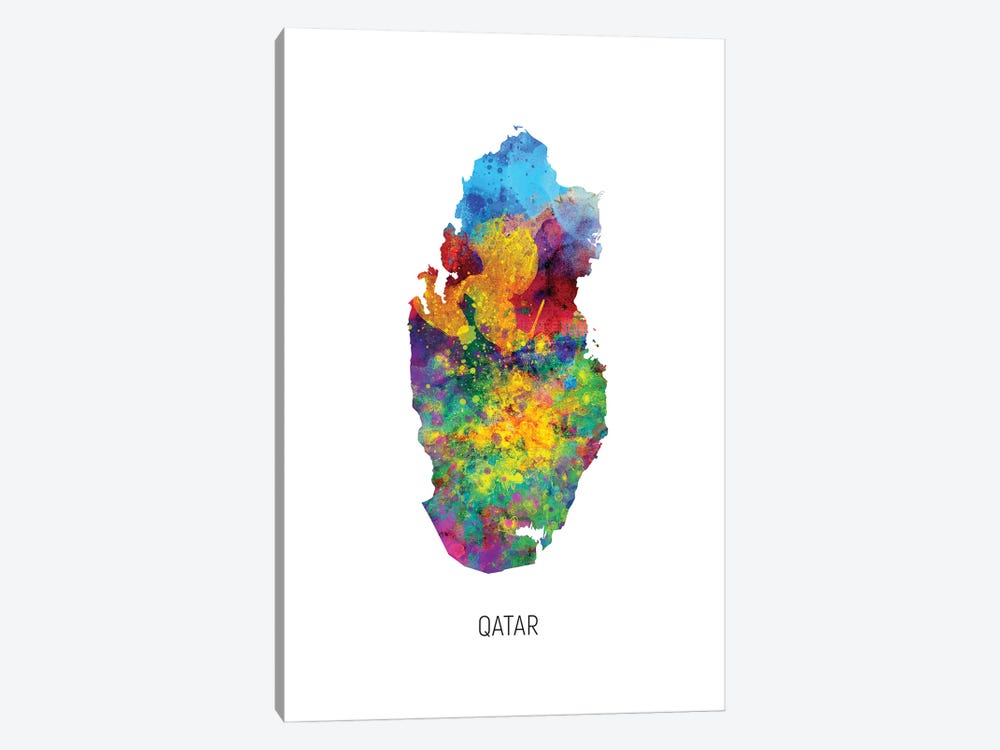 Qatar Map by Michael Tompsett 1-piece Canvas Art Print