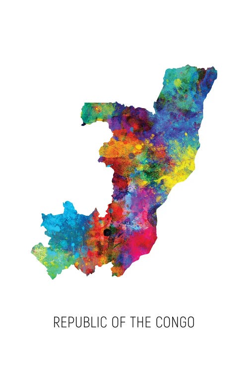 Republic Of The Congo Map by Michael Tompsett wall art