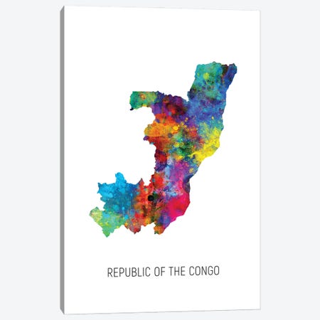 Republic Of The Congo Map Canvas Print #MTO3197} by Michael Tompsett Canvas Art