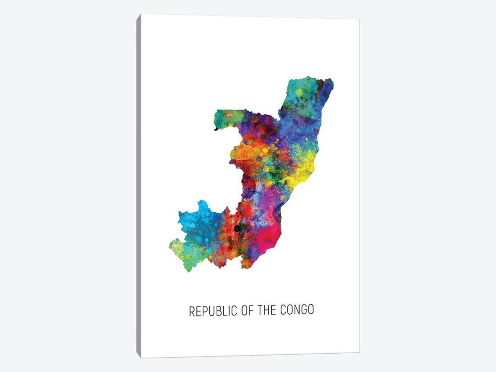 Republic Of The Congo Map by Michael Tompsett 1-piece Canvas Artwork