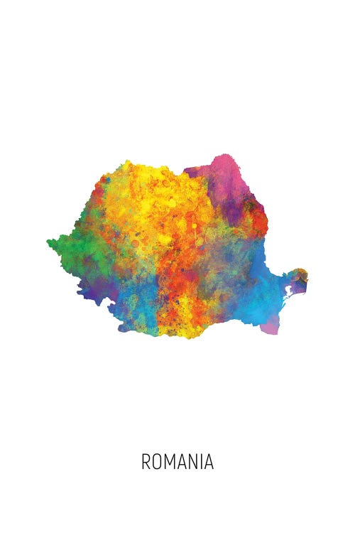 Romania Map by Michael Tompsett wall art