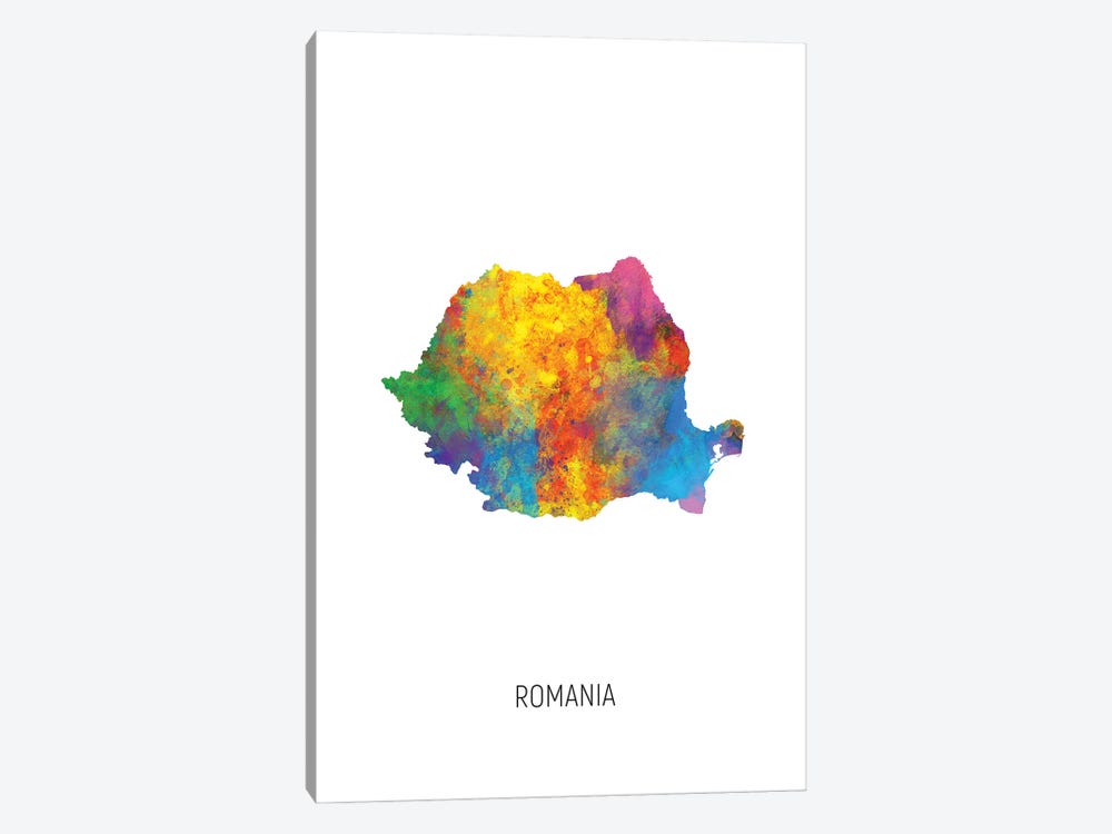 Romania Map by Michael Tompsett 1-piece Canvas Art Print