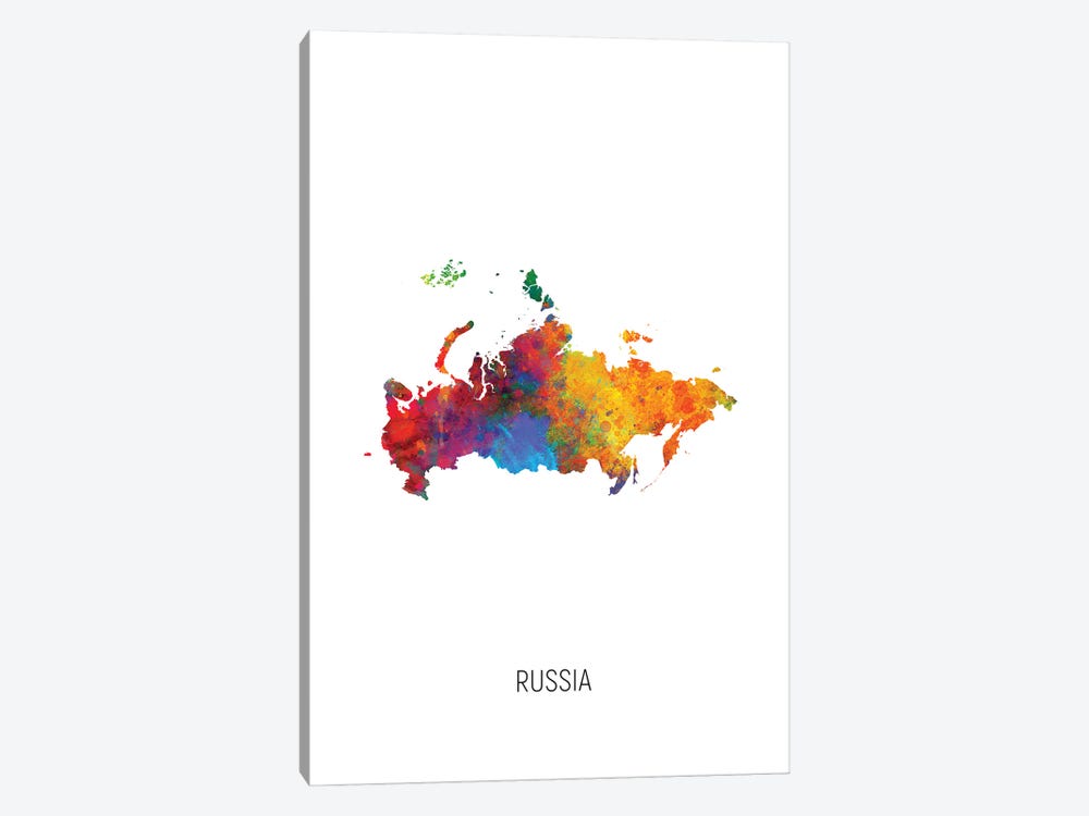 Russia Map by Michael Tompsett 1-piece Canvas Artwork