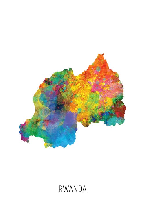 Rwanda Map by Michael Tompsett wall art
