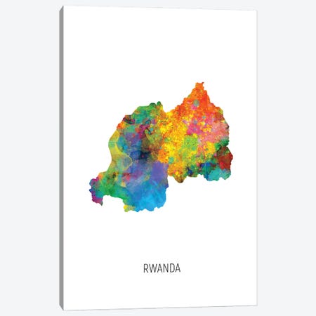 Rwanda Map Canvas Print #MTO3200} by Michael Tompsett Art Print