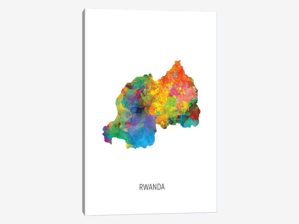 Rwanda Map by Michael Tompsett 1-piece Canvas Artwork