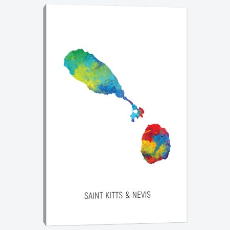 Saint Kitts & Nevis Map Canvas Print #MTO3201} by Michael Tompsett Canvas Art Print