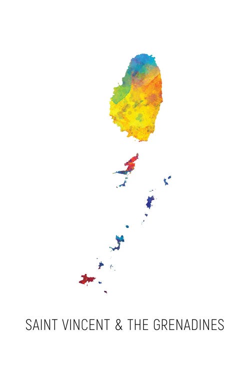 Saint Vincent & The Grenadines Map by Michael Tompsett wall art