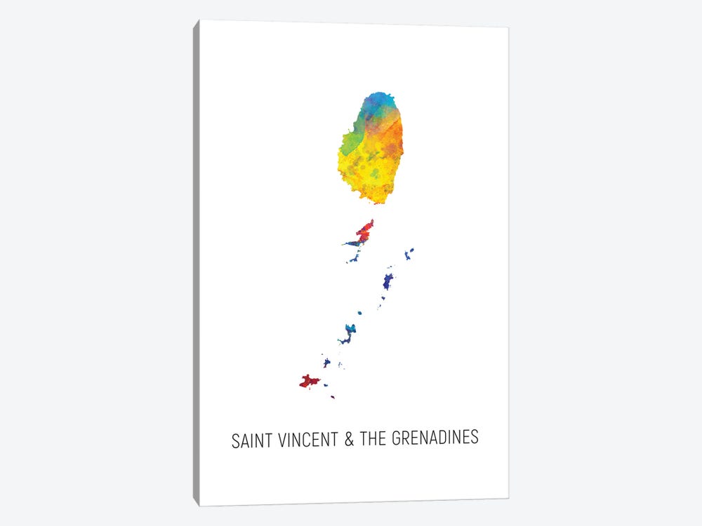 Saint Vincent & The Grenadines Map by Michael Tompsett 1-piece Canvas Art Print