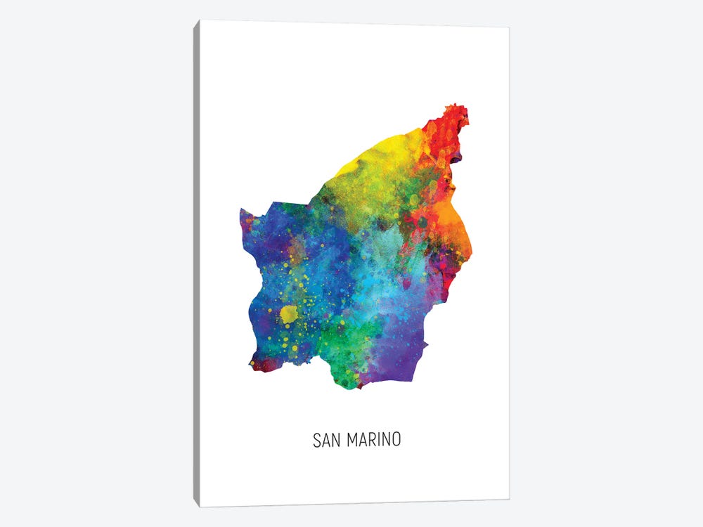 San Marino Map by Michael Tompsett 1-piece Canvas Print