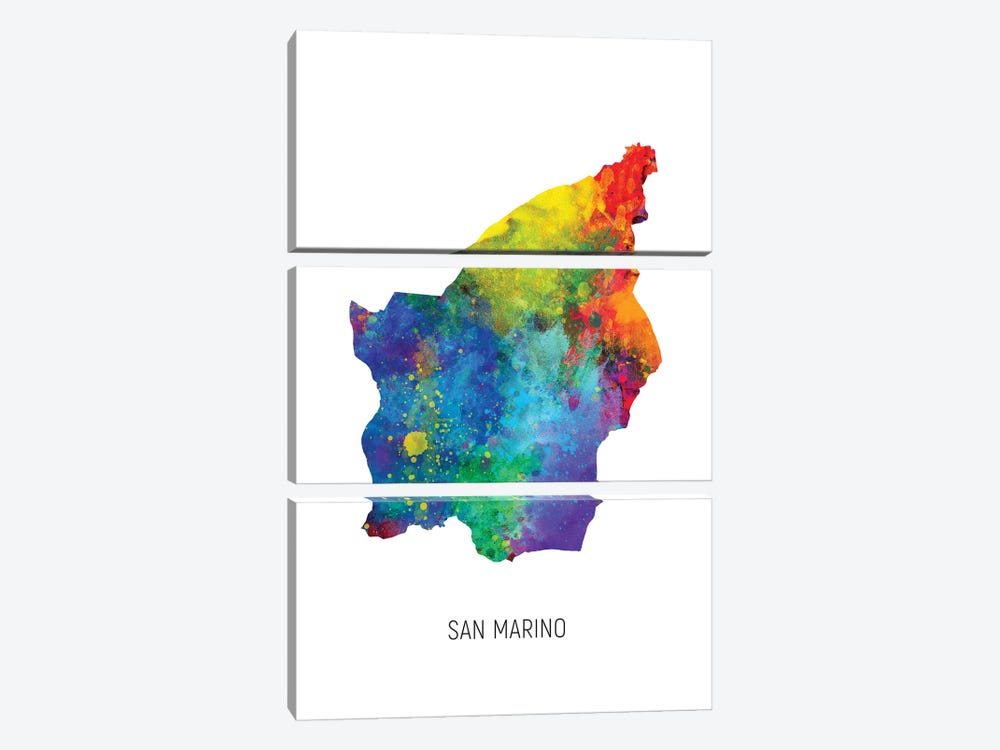San Marino Map by Michael Tompsett 3-piece Canvas Art Print