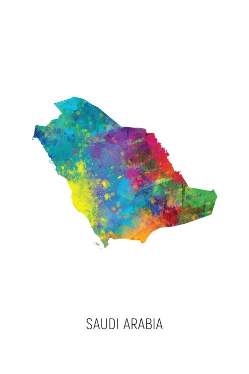 Saudi Arabia Map by Michael Tompsett wall art
