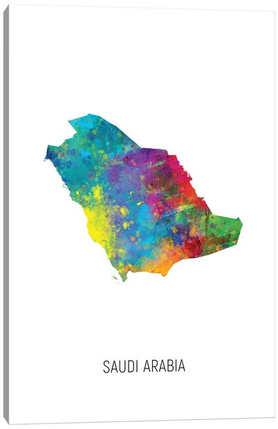 Saudi Arabia Map Canvas Art Print - Saudi Arabia