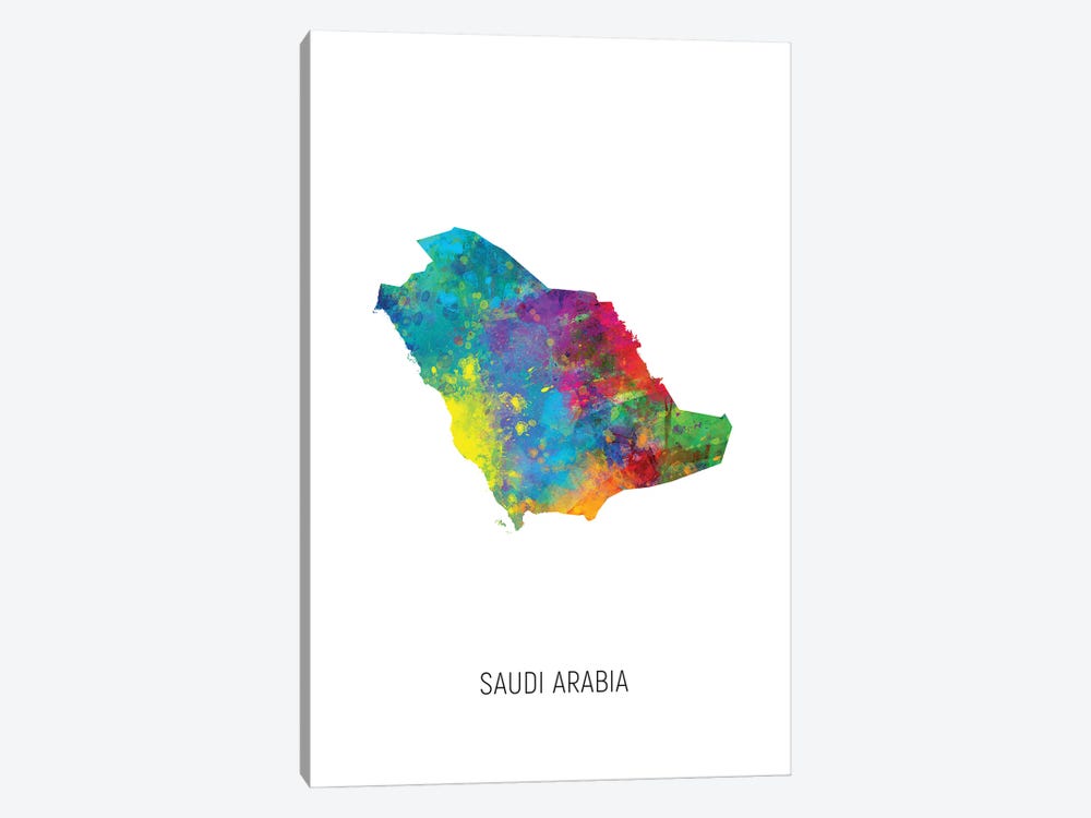 Saudi Arabia Map by Michael Tompsett 1-piece Canvas Artwork
