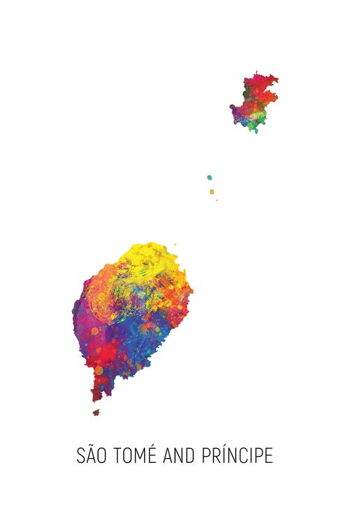Sao Tome And Principe Map by Michael Tompsett wall art