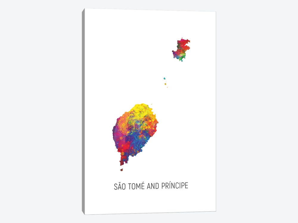 Sao Tome And Principe Map by Michael Tompsett 1-piece Canvas Art Print