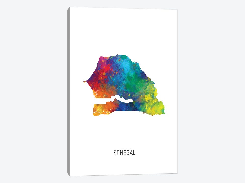 Senegal Map by Michael Tompsett 1-piece Canvas Artwork
