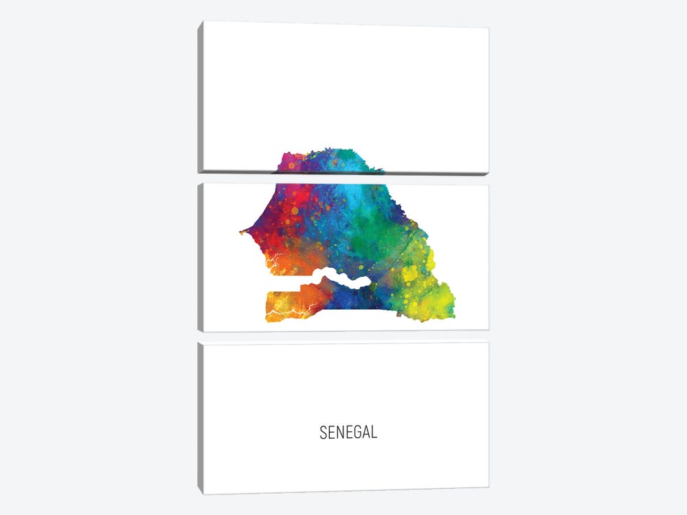 Senegal Map by Michael Tompsett 3-piece Canvas Artwork