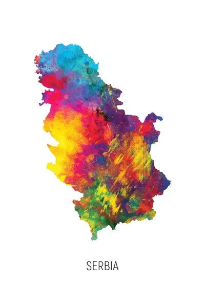Serbia Map by Michael Tompsett art print