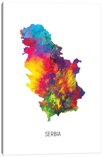 Serbia Map Canvas Art Print - Serbia