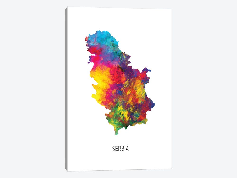 Serbia Map by Michael Tompsett 1-piece Canvas Art Print