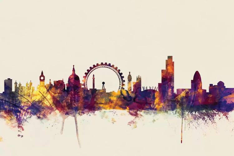 Beige Background Skyline Of London, England, United Kingdom II by Michael Tompsett wall art