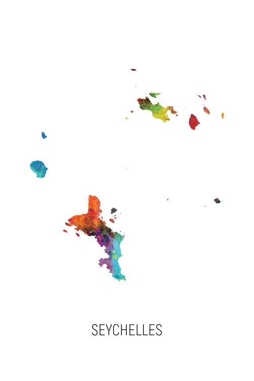 Seychelles Map by Michael Tompsett wall art