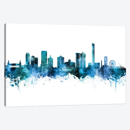 Atlantic City Skyline Blue Teal Canvas Print #MTO3215} by Michael Tompsett Art Print