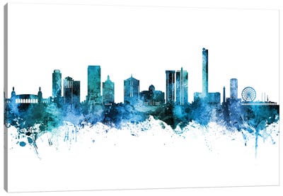 Atlantic City Skyline Blue Teal Canvas Art Print