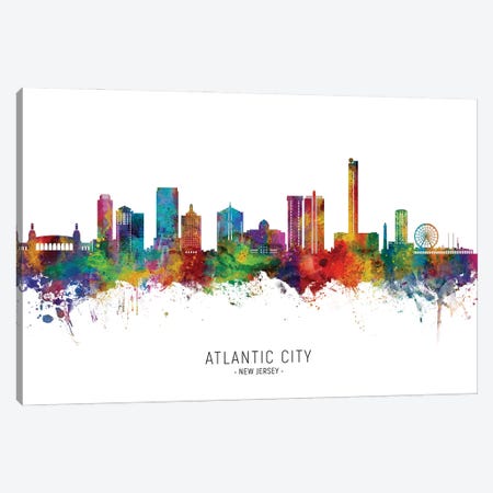Atlantic City Skyline City Name Canvas Print #MTO3216} by Michael Tompsett Art Print