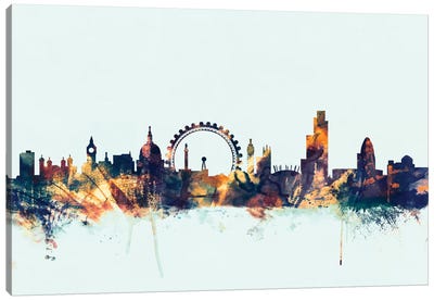 London, England, United Kingdom II On Blue Canvas Art Print - London Skylines