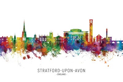 Stratford Upon Avon Skyline City Name by Michael Tompsett canvas print