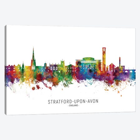 Stratford Upon Avon Skyline City Name Canvas Print #MTO3224} by Michael Tompsett Canvas Art