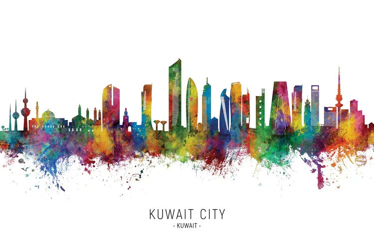 Kuwait City Kuwait Skyline City Name by Michael Tompsett wall art