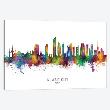 Kuwait City Kuwait Skyline City Name Canvas Print #MTO3228} by Michael Tompsett Canvas Art Print