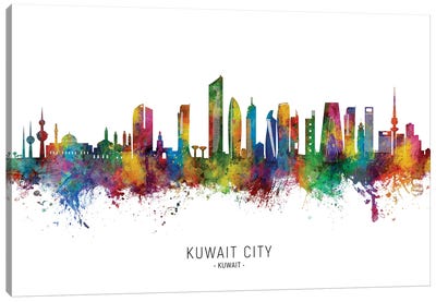 Kuwait City Kuwait Skyline City Name Canvas Art Print