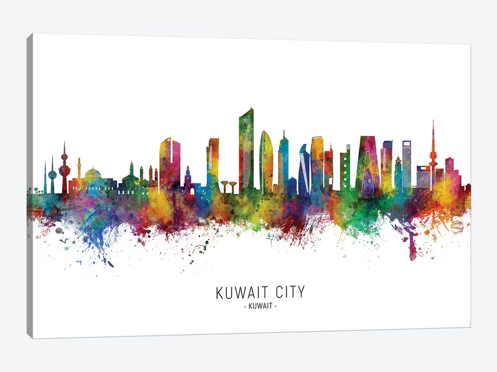 Kuwait City Kuwait Skyline City Name by Michael Tompsett 1-piece Canvas Art