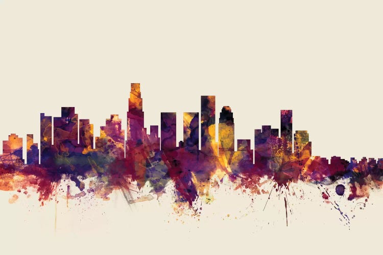 Beige Background Skyline Of Los Angeles, California, USA