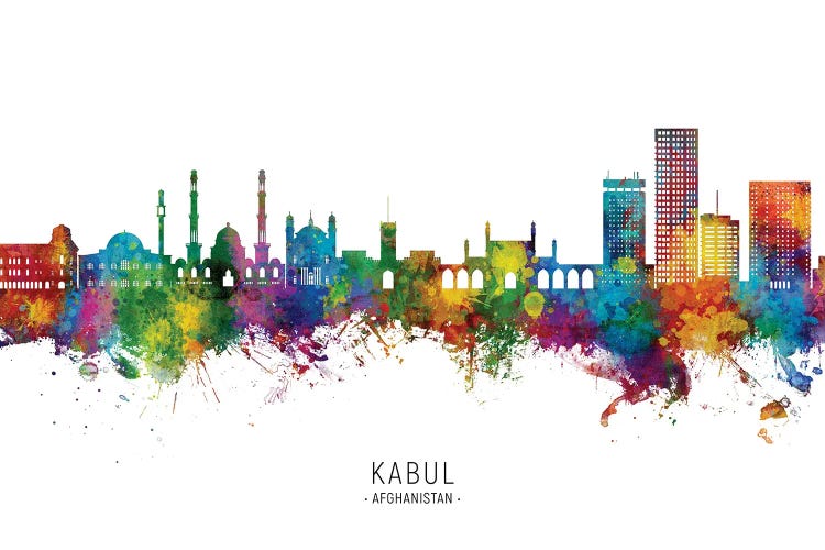 Kabul Afghanistan Skyline City Name by Michael Tompsett wall art
