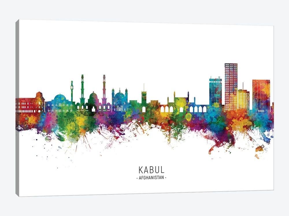 Kabul Afghanistan Skyline City Name by Michael Tompsett 1-piece Art Print
