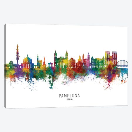 Pamplona Spain Skyline City Name Canvas Print #MTO3236} by Michael Tompsett Art Print