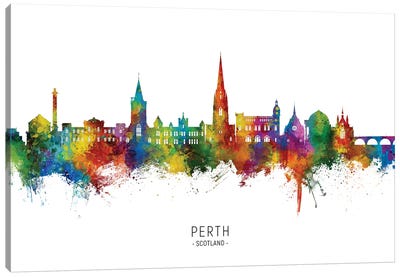Perth Scotland Skyline City Name Canvas Art Print